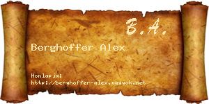 Berghoffer Alex névjegykártya